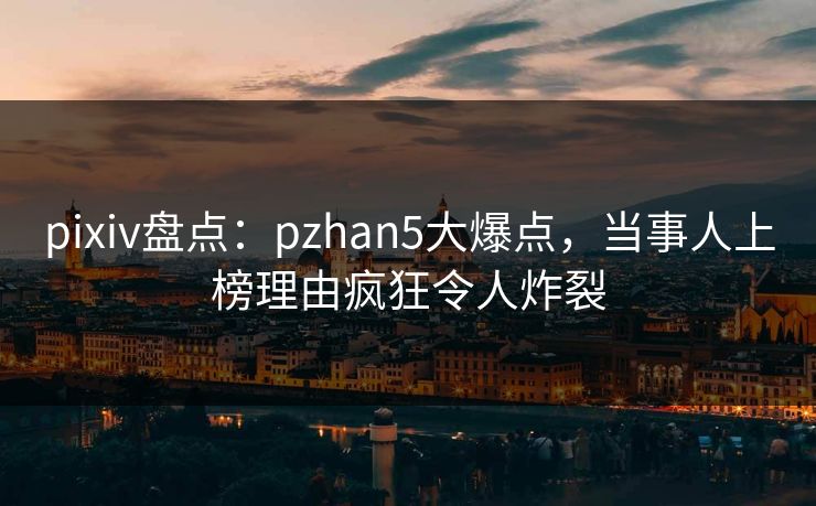 pixiv盘点:pzhan5大爆点,当事人上榜理由疯狂令人炸裂 pixiv盘点:pzhan5大爆点,当事人上榜理由疯狂令人炸裂