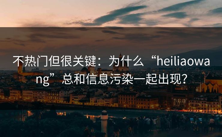 不热门但很关键：为什么“heiliaowang”总和信息污染一起出现？