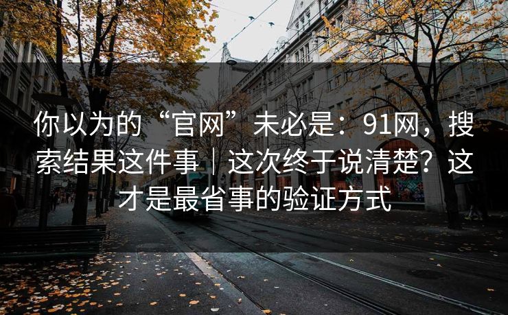 你以为的“官网”未必是:91网,搜索结果这件事|这次终于说清楚?这才是最省事的验证方式