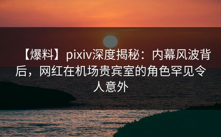 【爆料】pixiv深度揭秘：内幕风波背后，网红在机场贵宾室的角色罕见令人意外