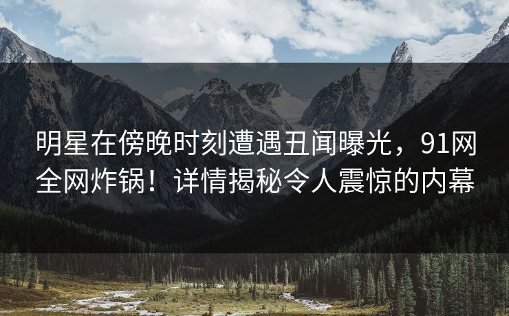 明星在傍晚时刻遭遇丑闻曝光，91网全网炸锅！详情揭秘令人震惊的内幕