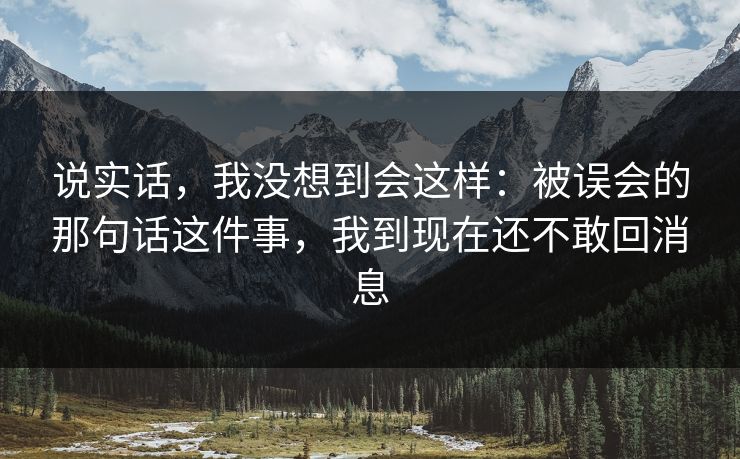 说实话，我没想到会这样：被误会的那句话这件事，我到现在还不敢回消息
